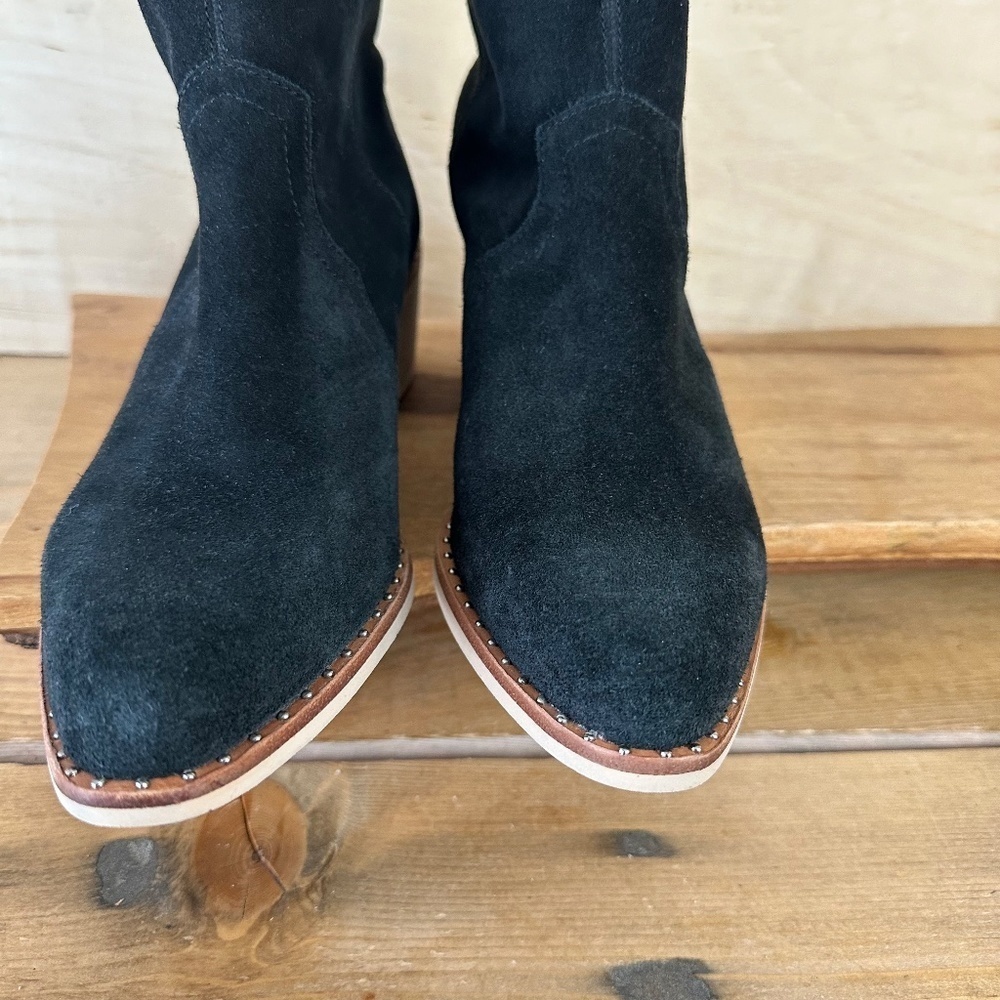 Crevo Clara Black Suede Leather Western Booties Boots Sz 8 Like NEW Ankle - Picture 4 of 8